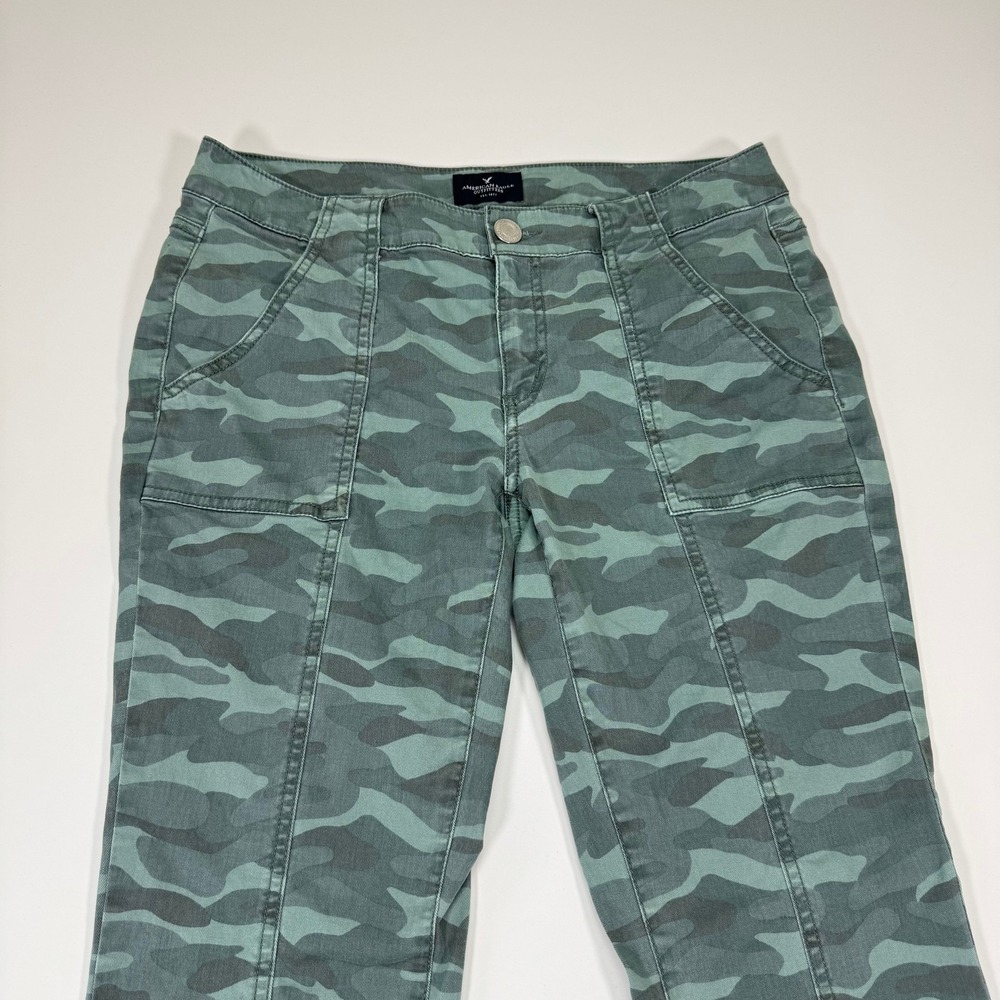 American Eagle Camo Skinny Pants Womens 6 Green Stretch Patch Pockets Military - Picture 7 of 14